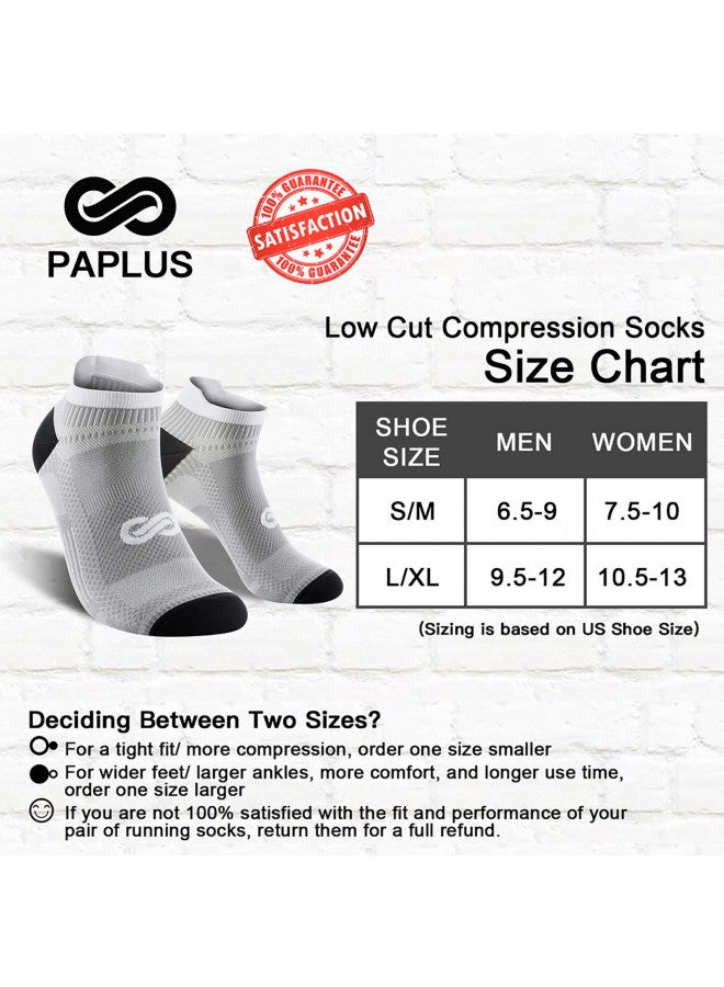 PAPLUS Low Cut Compression Socks for Men and Women (6 Pairs), No Show Ankle Compression Running Socks with Arch Support for Plantar Fasciitis, Cyling, Athletic, Flight, Travel, Nurses - Image 1