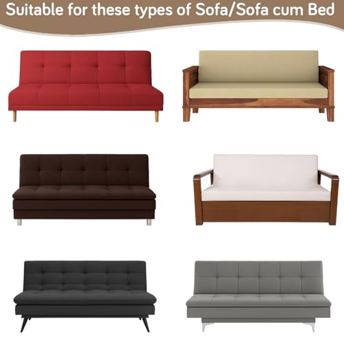 HOKIPO Spandex Jacquard Armless Sofa Cover for Folding Sofa Bed, Stretchable Futon Slipcover, Elastic Sofa Cum Bed Protector, Washable, Easy Fit & Stylish Design, Large, Taupe Brown (AR-6036-KHK) - Image 3