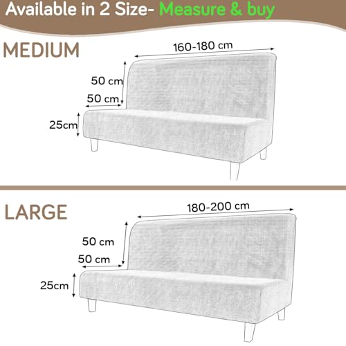 HOKIPO Spandex Jacquard Armless Sofa Cover for Folding Sofa Bed, Stretchable Futon Slipcover, Elastic Sofa Cum Bed Protector, Washable, Easy Fit & Stylish Design, Large, Taupe Brown (AR-6036-KHK) - Image 2