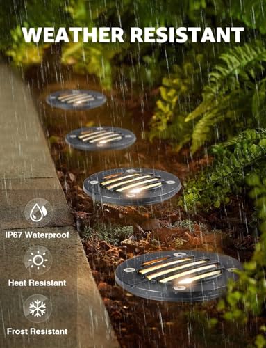 SUNVIE 12W Low Voltage Landscape Lighting with Connectors 1200LM Ultra Bright Well Lights Landscape LED In Ground Waterproof Outdoor Warm White Paver Lights for Garden Yard Driveway 12 Pack - Image 5