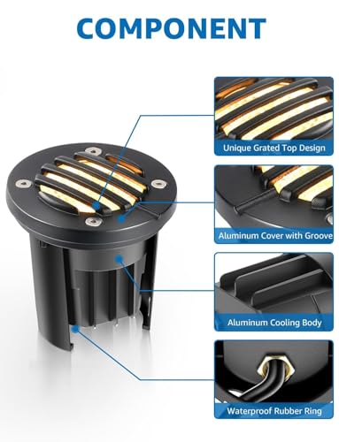 SUNVIE 12W Low Voltage Landscape Lighting with Connectors 1200LM Ultra Bright Well Lights Landscape LED In Ground Waterproof Outdoor Warm White Paver Lights for Garden Yard Driveway 12 Pack - Image 4