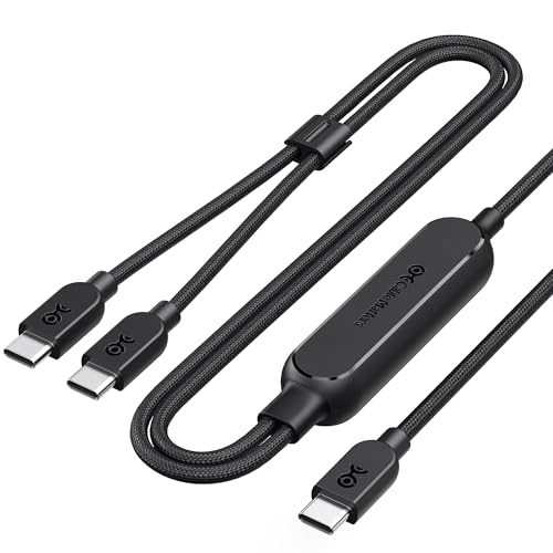 Cable Matters Braided 2in1 USB C to USB C Cable 6ft 140W Smart Power Allocation for Laptops and Phones Supports Charging Data Transfer USBC Power Splitter Works with MacBook iPad iPhone - Image 1