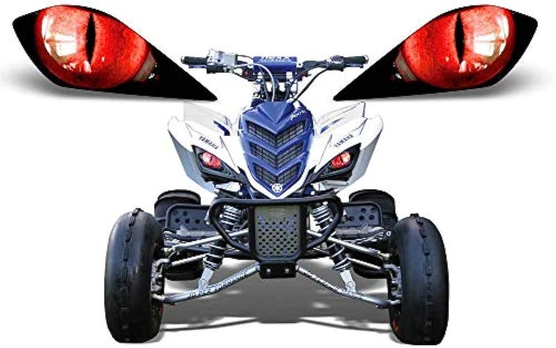 غطاء رسومات عيون مصابيح ATV من AMR Racing متوافق مع ياماها رابتور 700/250/350 - أحمر كسوف