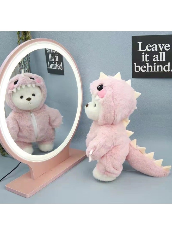 [only Sell Clothes] Internet Celebrity 30cm Jointed Bear Plush Doll Doll Replacement Clothes Teddy Bear Jumpsuit-Color:Pink Dinosaur Jumpsuit-Height:30cm - Image 1