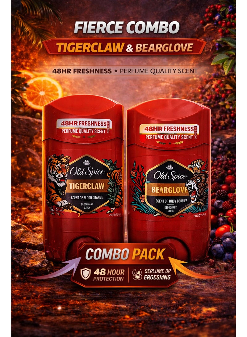 Tigerclaw & Bearglove Deodorant Stick 48H Freshness 2x50 ml