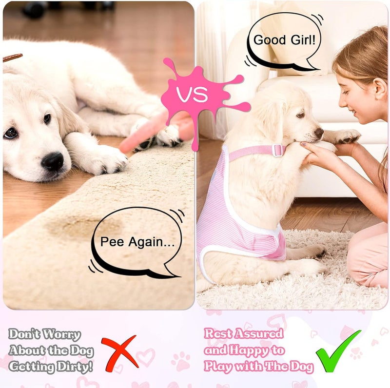 Nuanchu 3 Pieces Dog Diaper Striped Sanitary Pantie with Adjustable Suspender Washable Reusable Puppy Sanitary Panties Cute Pet Underwear Diaper Jumpsuits for Female Dogs (Delicate Pattern, M) - Image 3