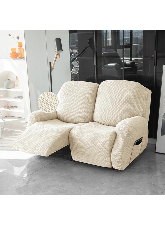 HOKIPO HOKIPO Premium 210gsm, Jacquard 2 Seater Recliner Sofa Cover, Beige (AR-4973-BGE) - Image 1