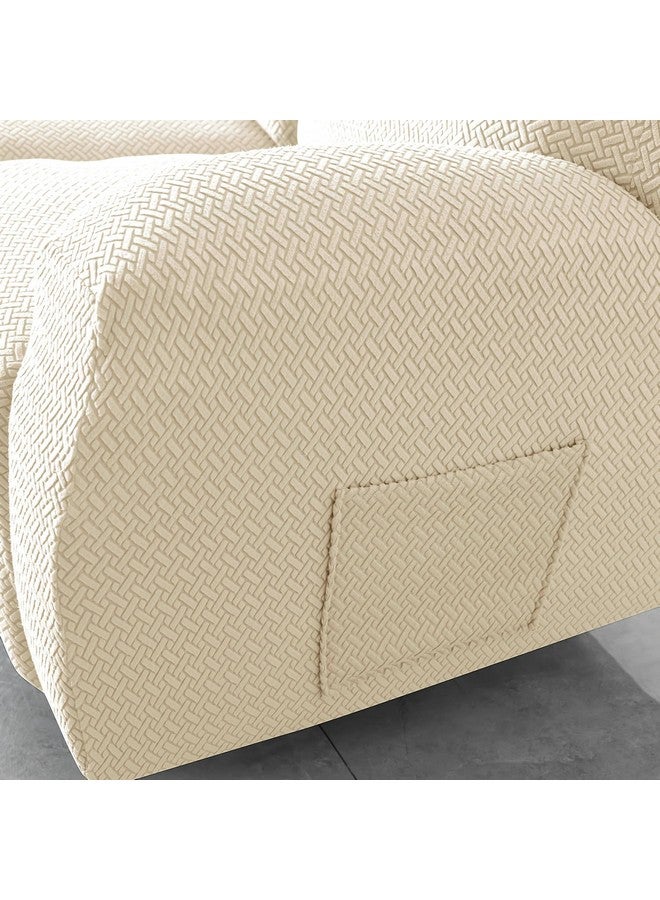 HOKIPO HOKIPO Premium 210gsm, Jacquard 2 Seater Recliner Sofa Cover, Beige (AR-4973-BGE) - Image 5
