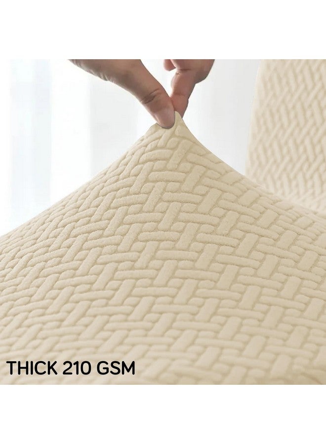 HOKIPO HOKIPO Premium 210gsm, Jacquard 2 Seater Recliner Sofa Cover, Beige (AR-4973-BGE) - Image 4