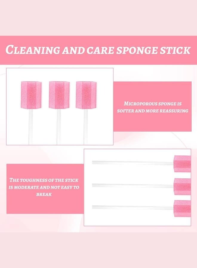 Oral Mouth Swabs Sponges,100 PCS Mouth Sponges on Stick for Hydration,Oral Care Sponge Swab Disposable,Mouth Swabs for End of Life Care Dental Care Kit Foam Swab Sticks for Oral Care (Pink) - Image 2