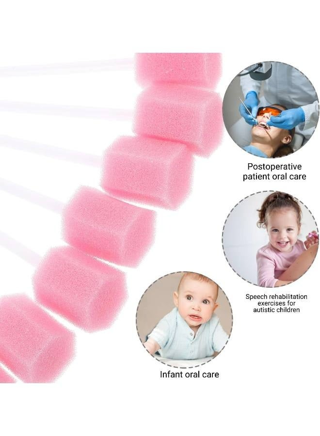 Oral Mouth Swabs Sponges,100 PCS Mouth Sponges on Stick for Hydration,Oral Care Sponge Swab Disposable,Mouth Swabs for End of Life Care Dental Care Kit Foam Swab Sticks for Oral Care (Pink) - Image 3