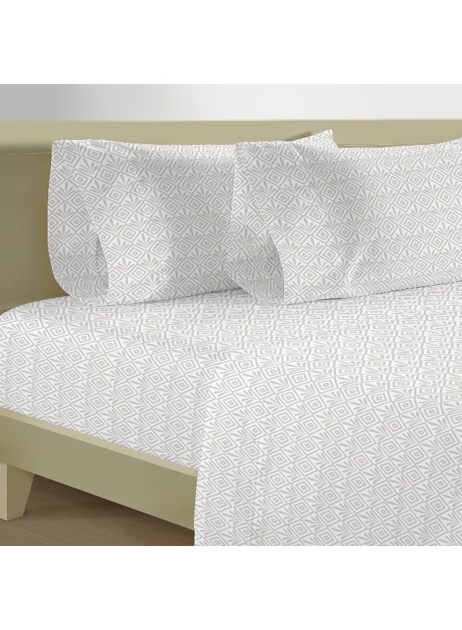 Boutique Blanche 300TC cotton fitted sheet 180*200 tribal motif