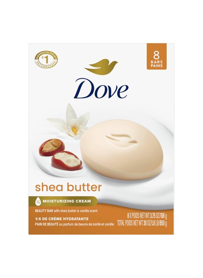 Dove Beauty Bar Gentle Skin Cleanser Shea Butter 8 Bars Moisturizing for Gentle Soft Skin Care More Moisturizing Than Bar Soap 3.75 oz