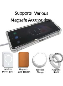 Magnetic Samsung Galaxy Z Fold 3, Magnetic Case, Compatible with MagSafe Wireless Charging, Anti-Scratch Bumper Cover (Clear), TPU - PC  - Image 4