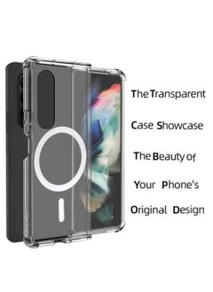 Magnetic Samsung Galaxy Z Fold 3, Magnetic Case, Compatible with MagSafe Wireless Charging, Anti-Scratch Bumper Cover (Clear), TPU - PC  - Image 5