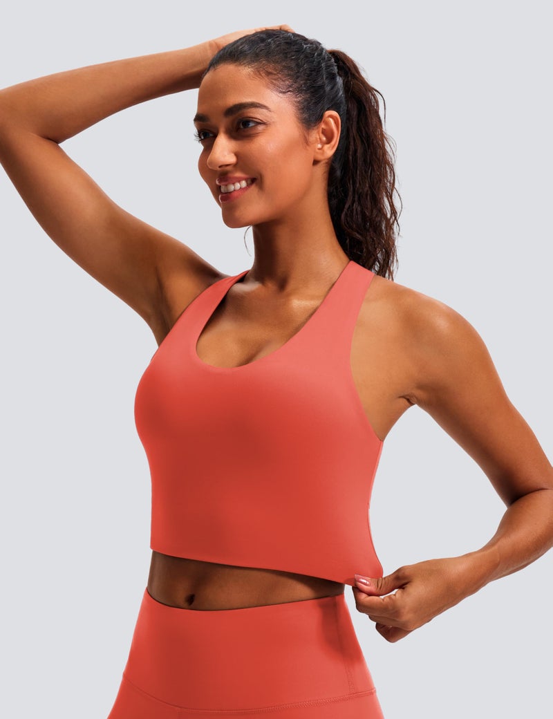JOYSPELS Stunning Criss-Cross Back Sports Bra, Buttery Soft Longline Yoga Tank Top with Removable Padding, Padded Open-Back Workout Top for Pilates, Barre & Medium-Impact Gym - Image 3
