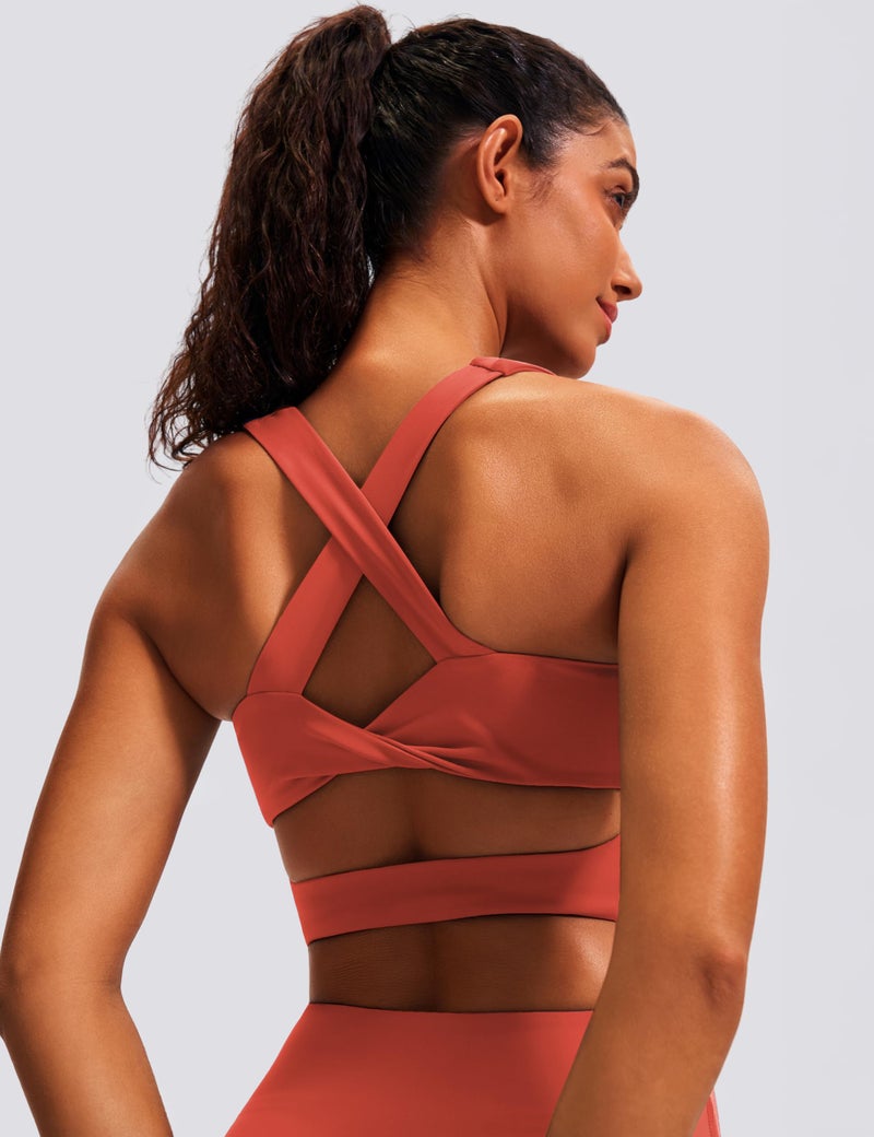 JOYSPELS Stunning Criss-Cross Back Sports Bra, Buttery Soft Longline Yoga Tank Top with Removable Padding, Padded Open-Back Workout Top for Pilates, Barre & Medium-Impact Gym - Image 4