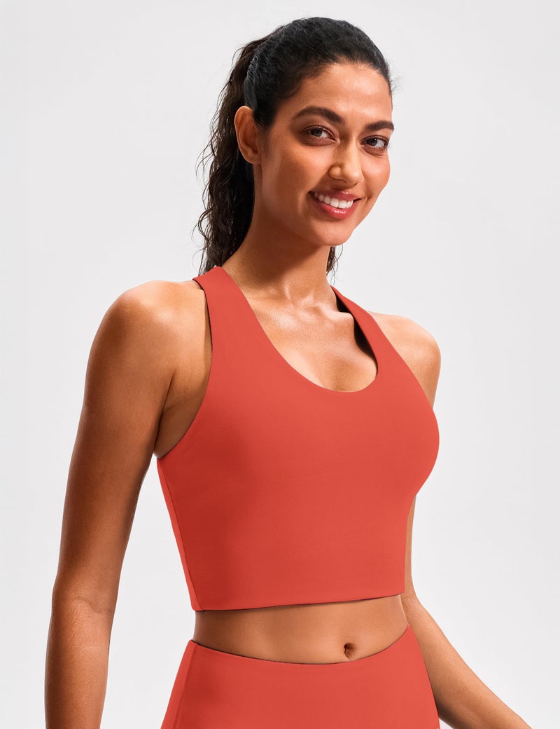 JOYSPELS Stunning Criss-Cross Back Sports Bra, Buttery Soft Longline Yoga Tank Top with Removable Padding, Padded Open-Back Workout Top for Pilates, Barre & Medium-Impact Gym - Image 2