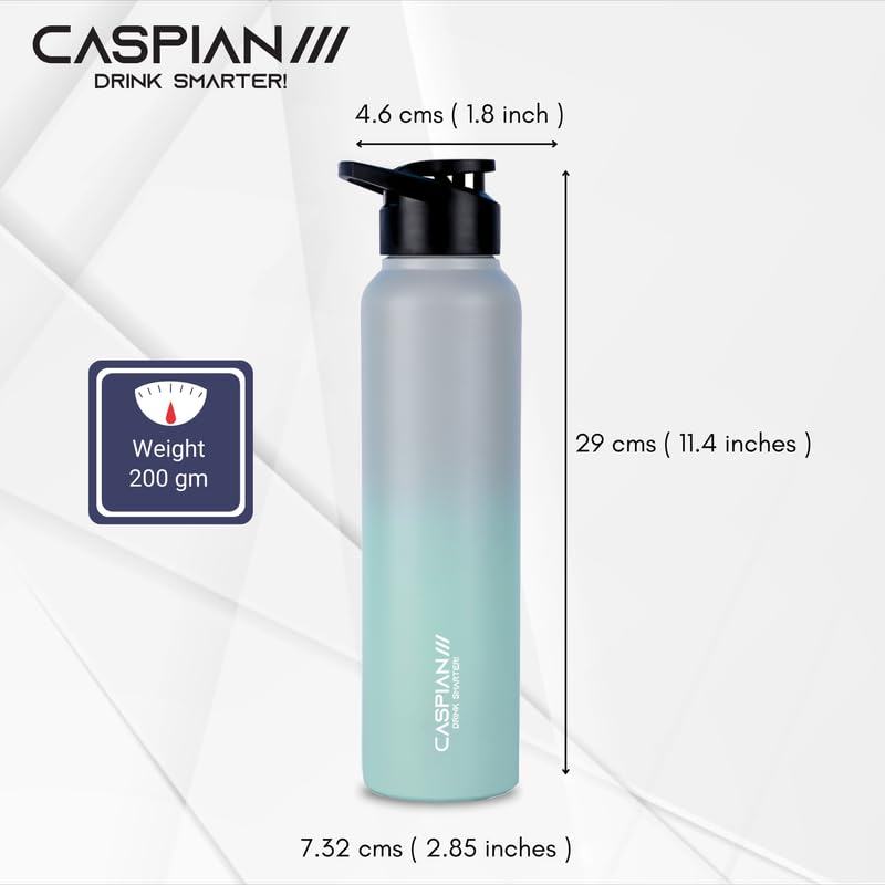 CASPIAN /// Hike Stainless Steel Sipper Water Bottle (Urban Lagoon, 1 Litre, Set of 1)| Leak Proof Thunder for Fridge Home Office Travel School Kids Boys Girls Adults Sports Gym Yoga - Image 2