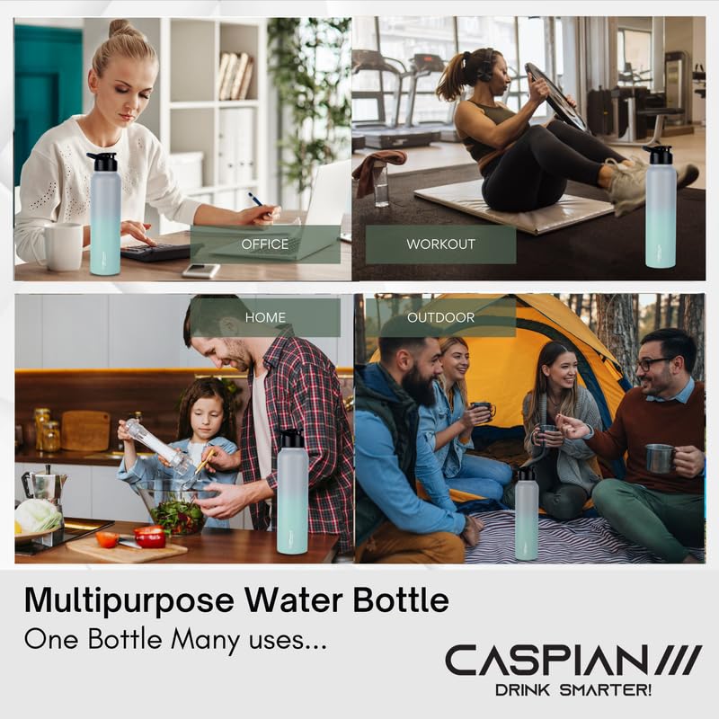 CASPIAN /// Hike Stainless Steel Sipper Water Bottle (Urban Lagoon, 1 Litre, Set of 1)| Leak Proof Thunder for Fridge Home Office Travel School Kids Boys Girls Adults Sports Gym Yoga - Image 5