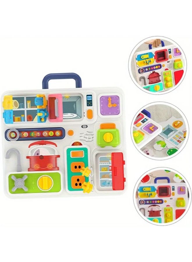 لوح التعلم التعليمي مع نظام قفل 20 نشاطًا حسيًا لون عشوائي - Image 2