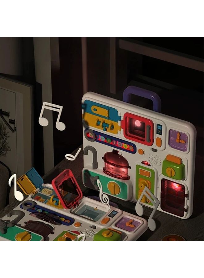 لوح التعلم التعليمي مع نظام قفل 20 نشاطًا حسيًا لون عشوائي - Image 5