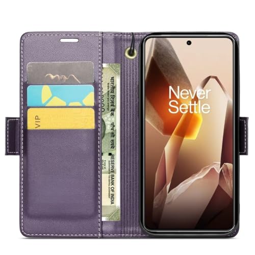 Bracevor Deluxe Leather Flip Cover case for Oneplus 13R 5g: Purple | Camera Protection| Magnetic Closure | 360 Degree Protection - Image 3
