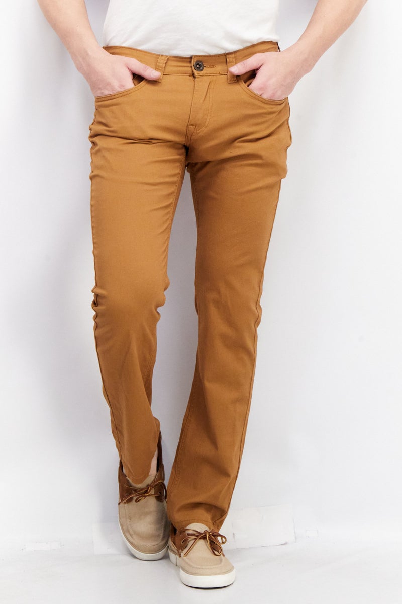 CATERPILLAR Men Regular Fit Solid Chino Pants, Brown  - Image 1