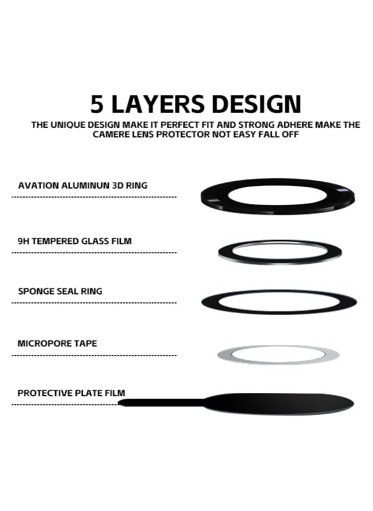 Raxoom Bling Rhinestone Lens Protector for iPhone 15 Pro/iPhone 15 Pro Max- Sparkling Diamond Camera Lens Cover Black - Image 5