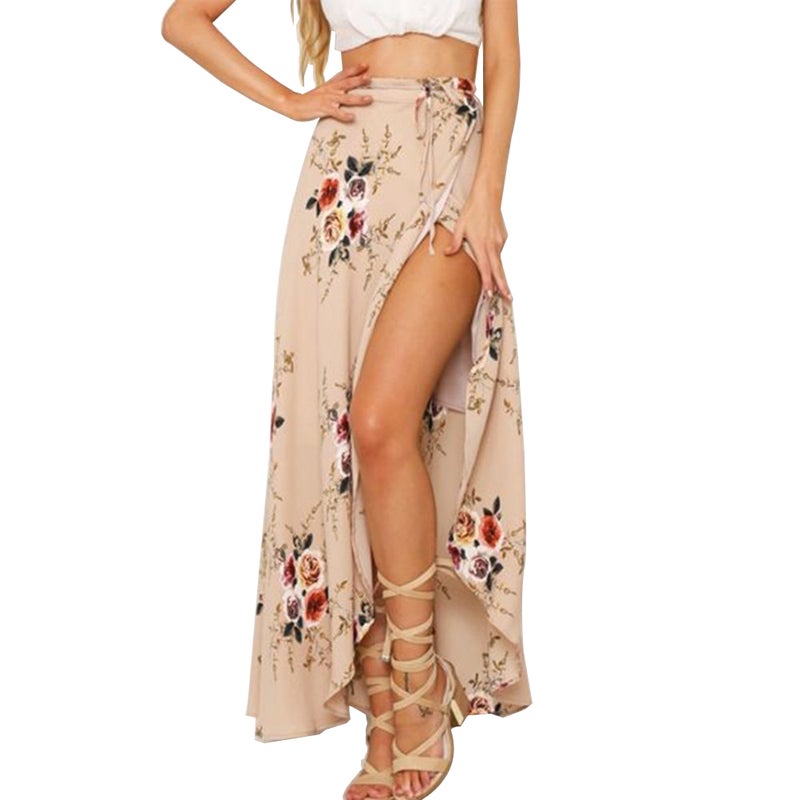 2pcs Women Retro Maxi Skirt Irregular Lace Skirt Chiffon Skirt Vacation Beach European and American Style Skirt for Ladies ( Size S) - Image 2
