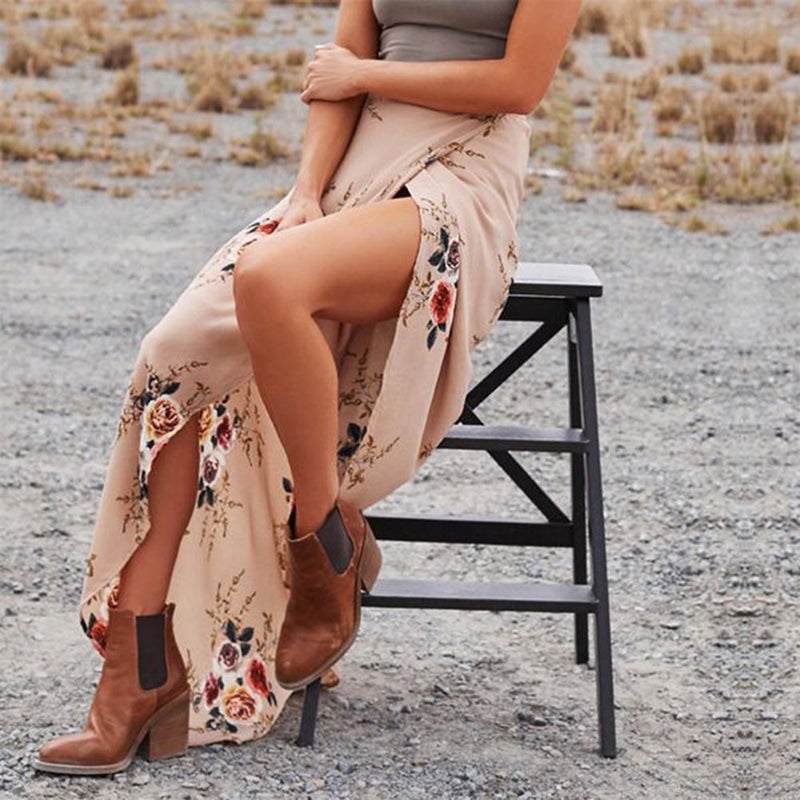 2pcs Women Retro Maxi Skirt Irregular Lace Skirt Chiffon Skirt Vacation Beach European and American Style Skirt for Ladies ( Size S) - Image 3