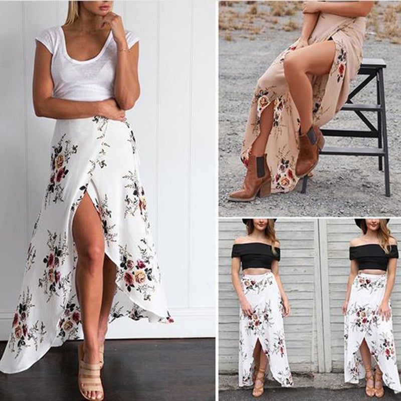 2pcs Women Retro Maxi Skirt Irregular Lace Skirt Chiffon Skirt Vacation Beach European and American Style Skirt for Ladies ( Size S) - Image 5