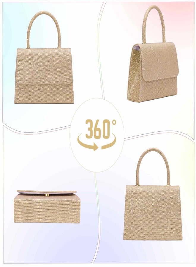 Larcenciel Women's Evening Handbags, Glitter Top Handle Evening Purse w/Chain, Ladies Sequins Shoulder Crossbody Bag, Chic Guest Clutch for Party Prom Wedding Cocktail Club Dating,Champagne - Image 4