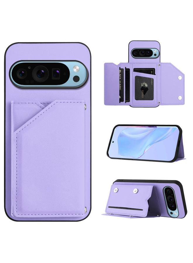 S-TOP Case For Google Pixel 9 Pro Skin Feel Four Card Slots Phone Case with Wrist Strap - Image 1