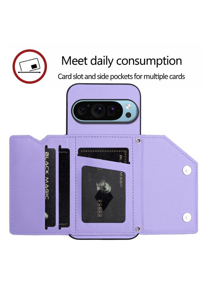 S-TOP Case For Google Pixel 9 Pro Skin Feel Four Card Slots Phone Case with Wrist Strap - Image 5
