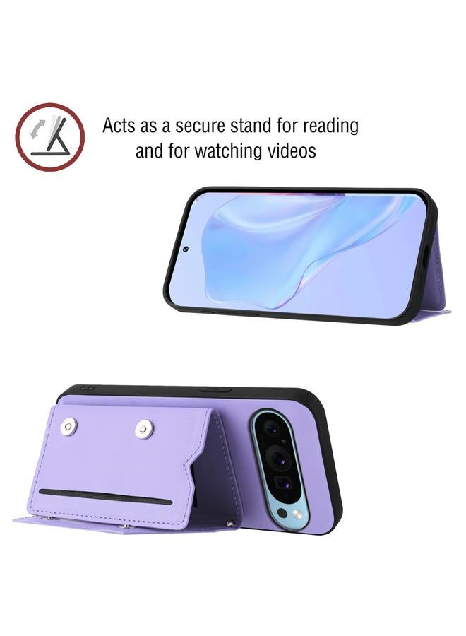 S-TOP Case For Google Pixel 9 Pro Skin Feel Four Card Slots Phone Case with Wrist Strap - Image 4