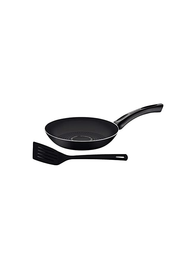 TRAMONTINA Paris+ 20cm Black Aluminum Frying Pan with Interior and Exterior Starflon Excellent PFOA Free Nonstick Coating with Spatula  - Image 2