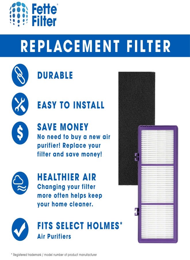 فيتي فلتر فلتر Fette - فلاتر AER1 لتنقية الهواء من Holmes، فلتر HAPF300AP Performance Plus لـ Holmes، بديل HAPF300AP-U4 (4 فلاتر + 6 فلاتر كربون (بنفسجي)) - Image 3