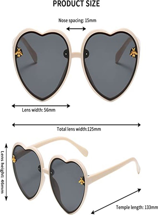 Heart-Shaped Sunglasses for Kids Stylish Bee Frame for Toddlers Ages 2-10 UV400 Protection, Colorful Gradient Lens Jelly Frame Sunglasses - Image 3