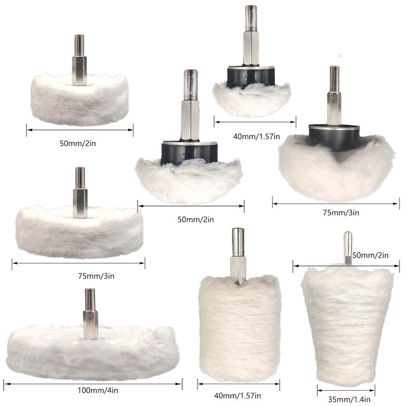 Tworider 8 pcs Buffing Wheel for Drill,Buffing Pad Polishing Wheel Kits,Wheel Shaped Polishing Tool for Metal Aluminum,Stainless Steel,Chrome,Jewelry,Wood,Plastic,Ceramic,Glass,etc - Image 4