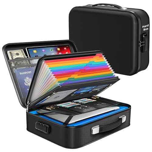 Deelhety Fireproof Document Box - 8-Layer Hard Shell Fire Proof Safe for Home Documents, Water Resistant File Organizer for Desk Money, Safety Box for Passports Certificates Laptop - Image 1