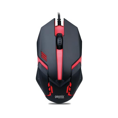 GEONIX Vigor R7 Wired Gaming Mouse with 1200 DPI, PVC Cable, 3 Buttons, Center Click, 1 Year Warranty (Black Red) - Image 1