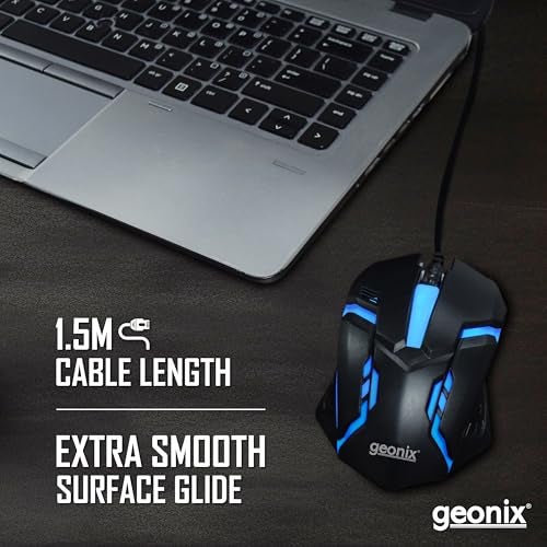 GEONIX Vigor R7 Wired Gaming Mouse with 1200 DPI, PVC Cable, 3 Buttons, Center Click, 1 Year Warranty (Black Red) - Image 4