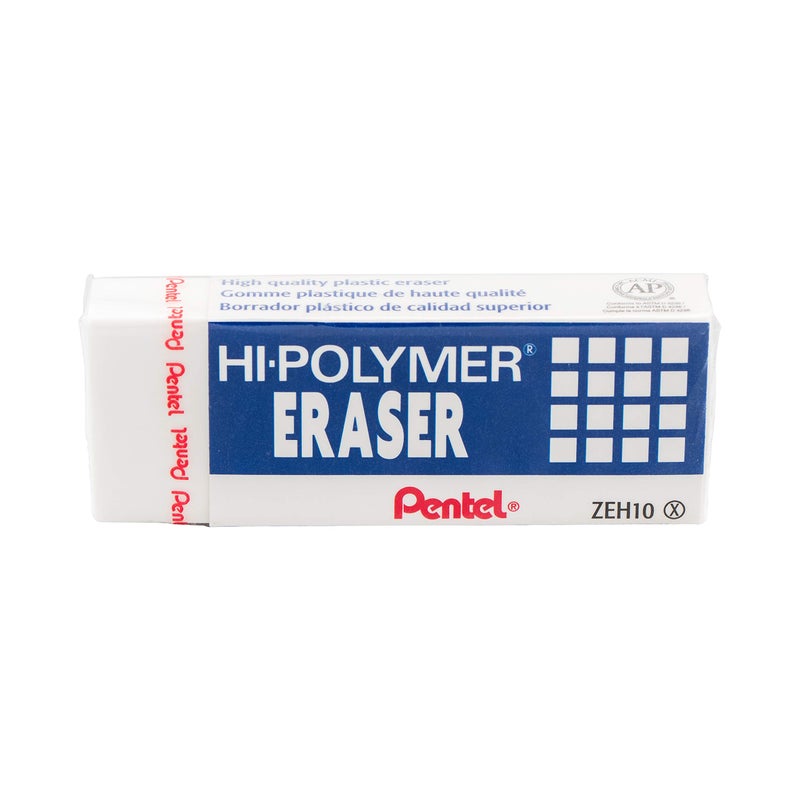 Pentel Hi-Polymer Block Eraser, Large, White, Pack of 10 Erasers (ZEH10PC10) - Image 2