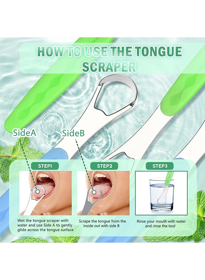 2 Pack Stainless Steel Tongue Scraper with Case, Light Blue Light Green, Metal Tongue Cleaner for Adults Kids, Reduce Bad Breath Oral Care for Home Travel Daily Use - Image 4