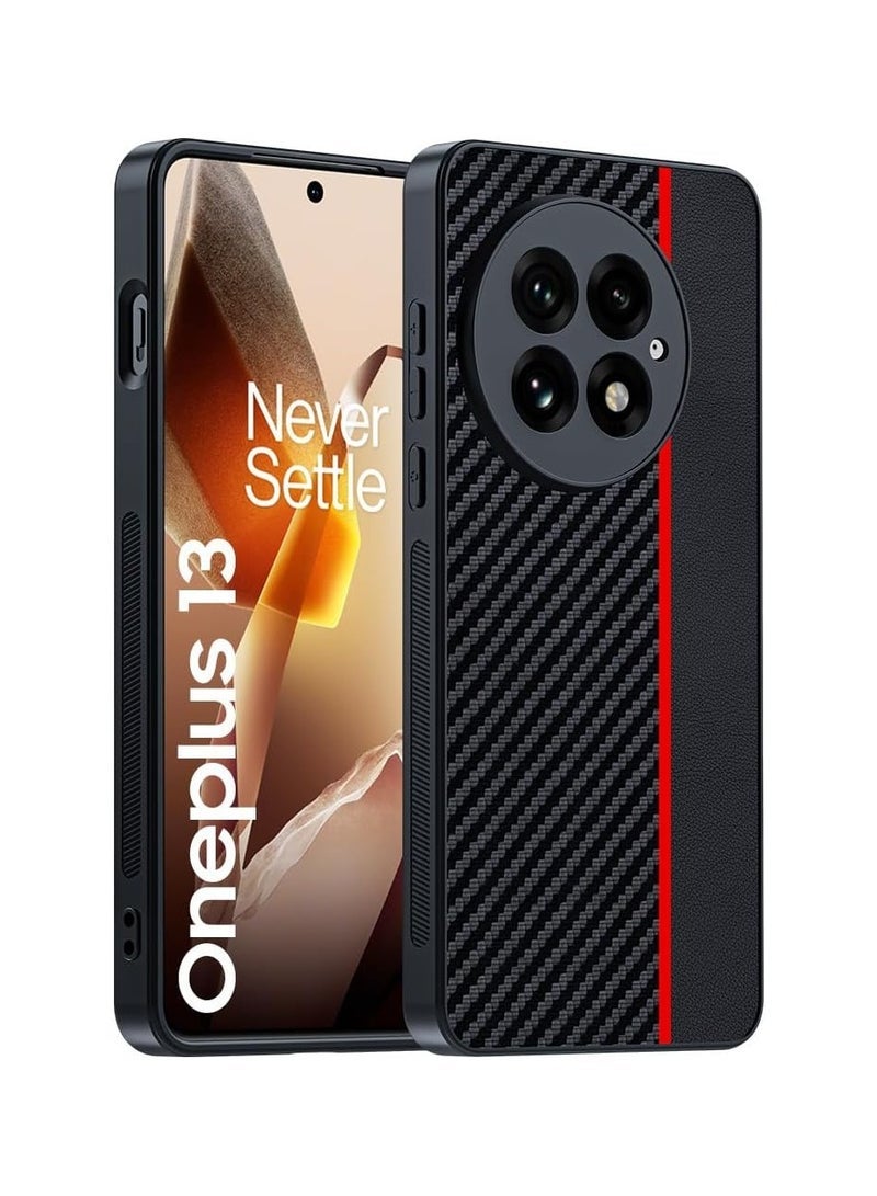 general Carbon fiber textured leather compatible with OnePlus 13/13R shell Ultra-thin shockproof backplane for OnePlus 13/13R - Image 1