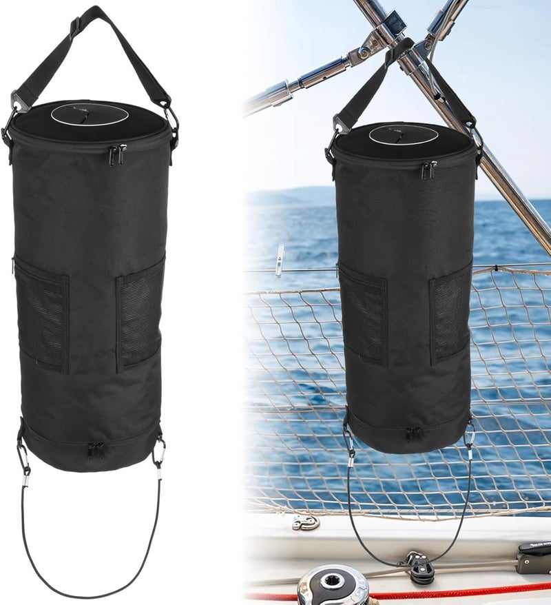 Hanging Boat Trash Can, 9 Gal Garbage Bag with Silicone Top Opening, Odor & Leak Resistant Oxford Cloth, Adjustable Straps, for Boats Rvs Camping - Image 1