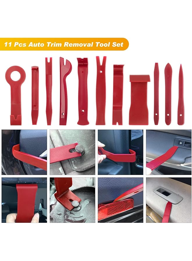 X spring Spring Trim Removal Tool, 19 Pcs Car Panel Door Audio Trim Removal Tool Kit, Nylon Car Panel Removal Set With Portable Storage Bag For Car Panels, Dashboards, Doors, Audio, Radio And Stereo (Red) - Image 3