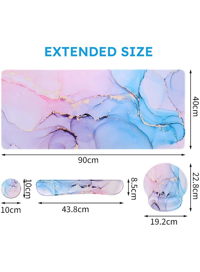 Arabest Mouse pad, Gaming Mouse Pad Wrist Support Set,4in1 Desk Mat+ Keyboard Wrist Rest+Mouse Wrist Rest+Coaster Set with Ergonomic Design for Home Office Table Computer - Image 2