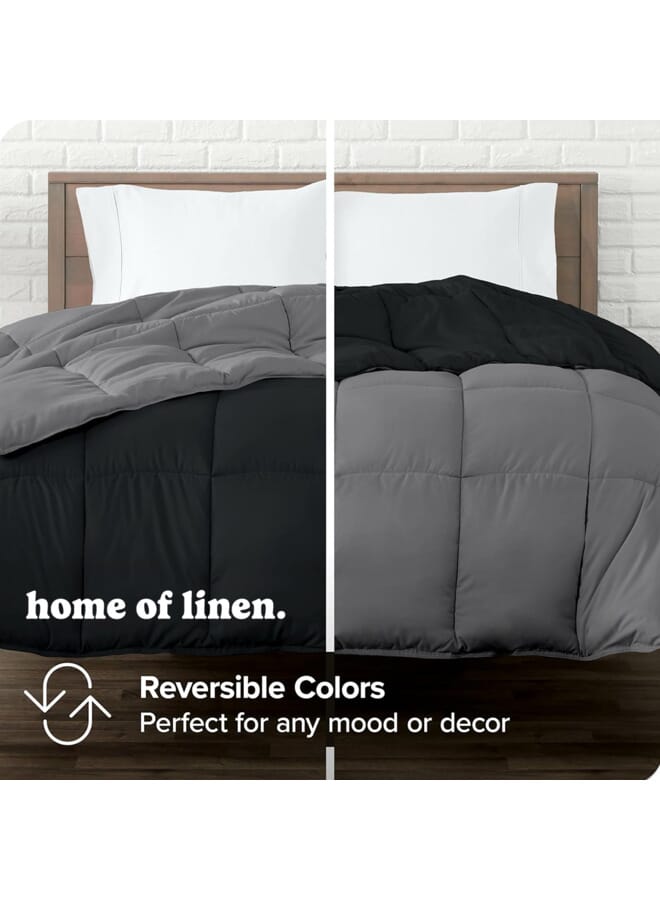 Home of linens Cotton - Reversible Heavy Comforter -2.8Kgs - Down Alternative Filling - (For Matress 100cm/120cm) - Size (180cm x 240cm) - Black x Grey - Image 3